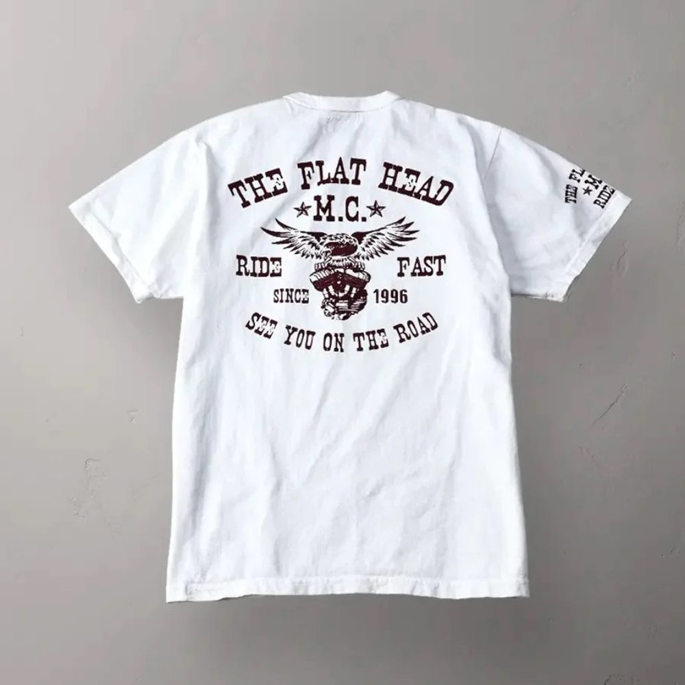 Flat Head Eagle Logo Tee - White